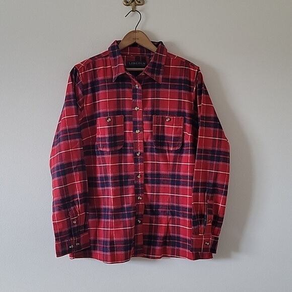 Lincoln Outfitters Red Plaid Shacket Size Large L - Picture 1 of 7